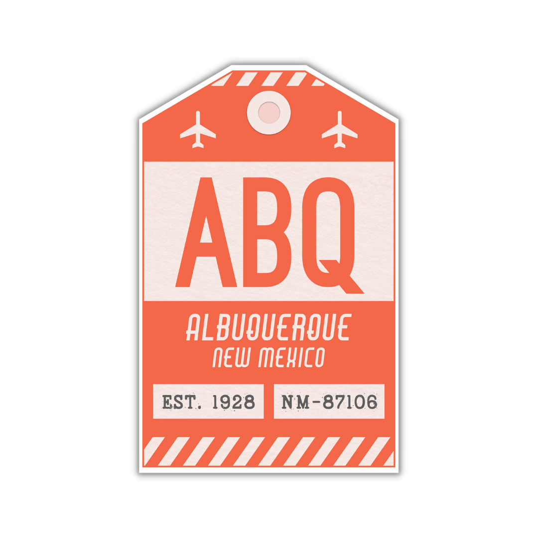 ABQ Vintage Luggage Tag Sticker