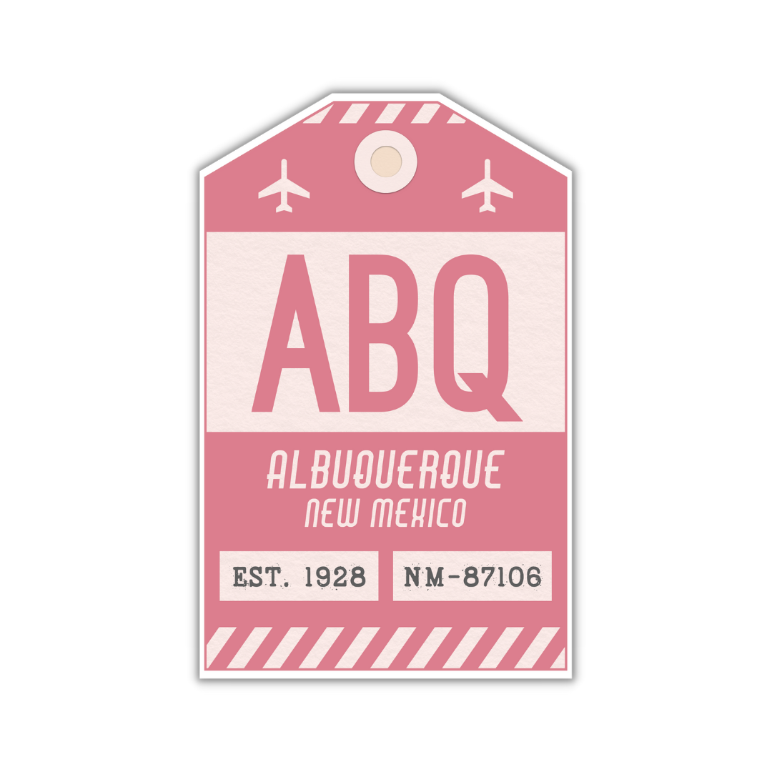 ABQ Vintage Luggage Tag Sticker