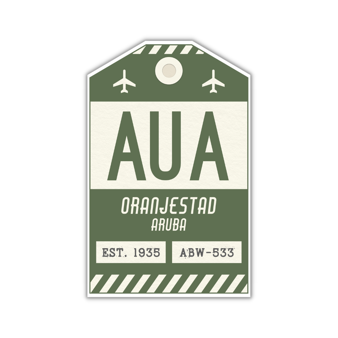 AUA Vintage Luggage Tag Sticker