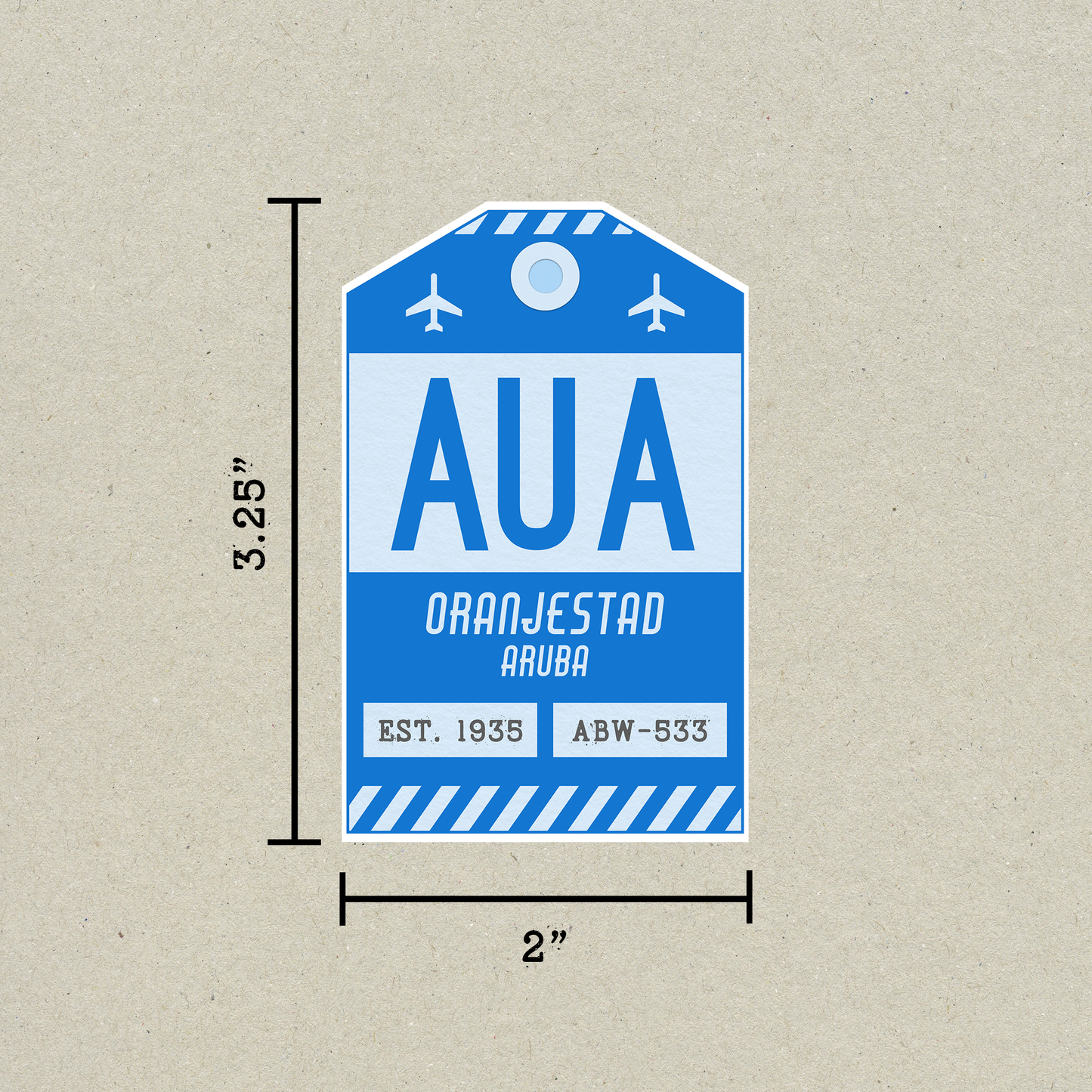 AUA Vintage Luggage Tag Sticker