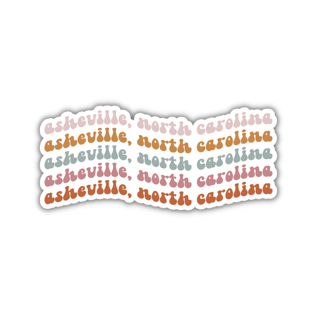 Asheville, North Carolina Retro Sticker
