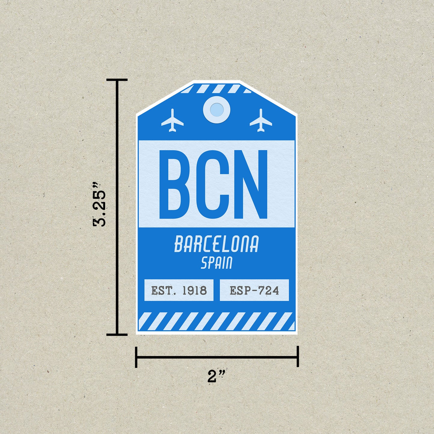 BCN Vintage Luggage Tag Sticker