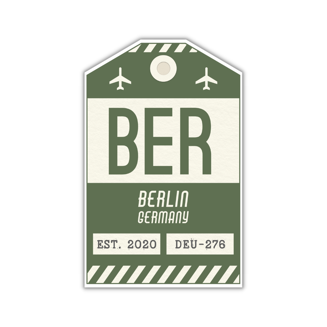 BER Vintage Luggage Tag Sticker