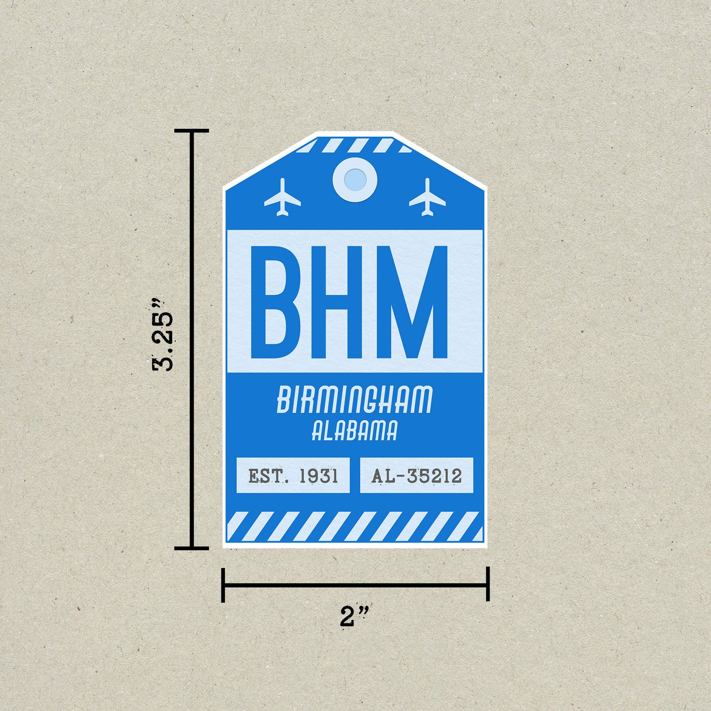 BHM Vintage Luggage Tag Sticker