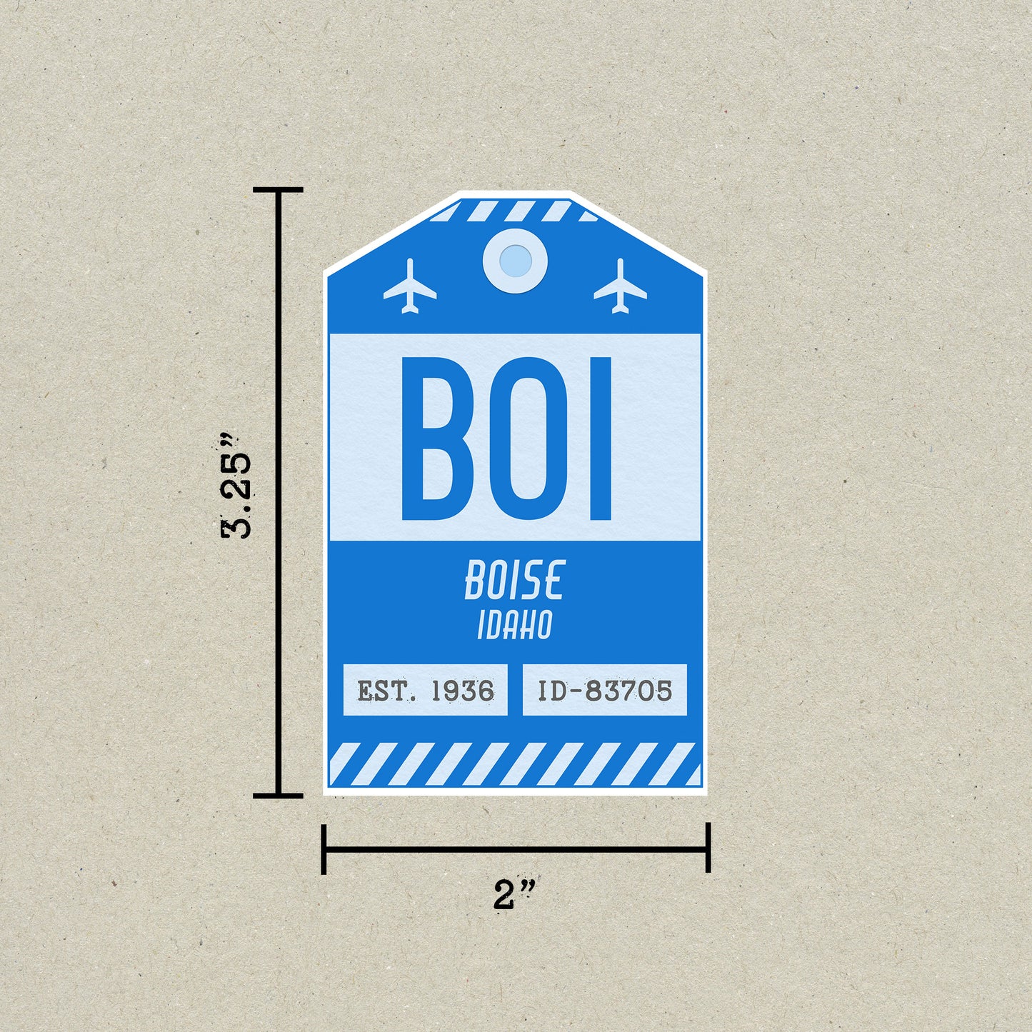BOI Vintage Luggage Tag Sticker