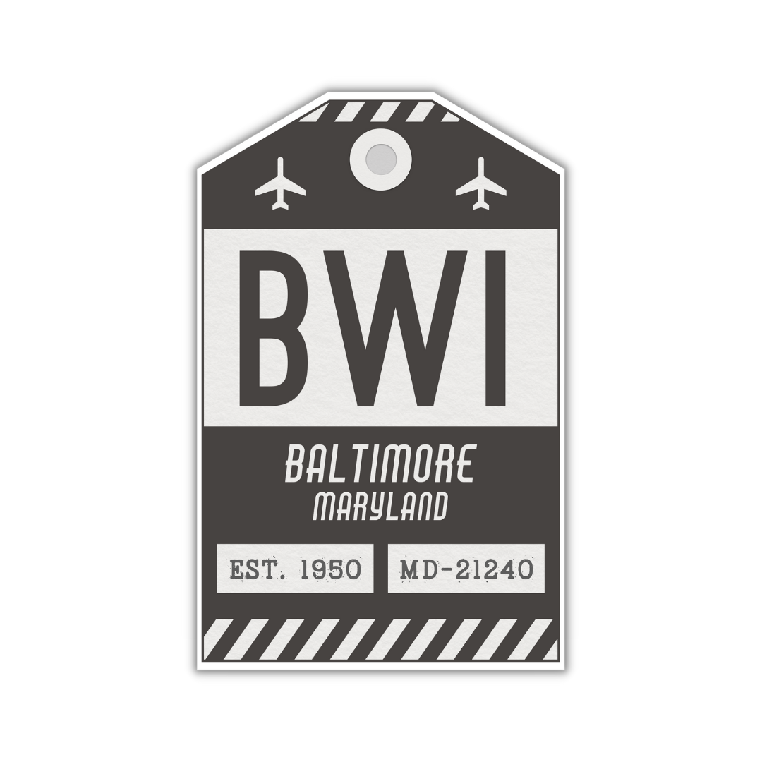 BWI Vintage Luggage Tag Sticker