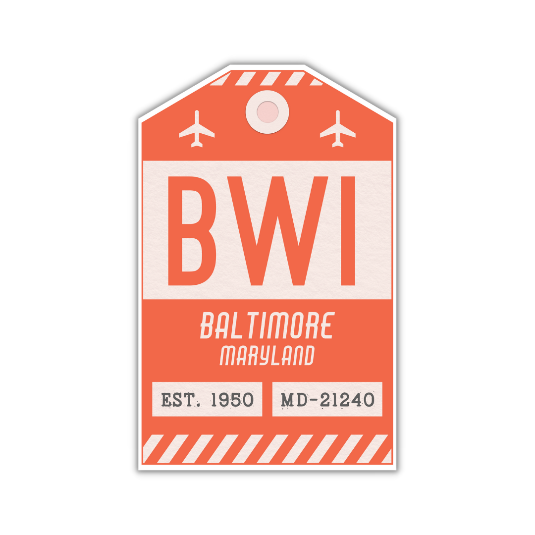 BWI Vintage Luggage Tag Sticker