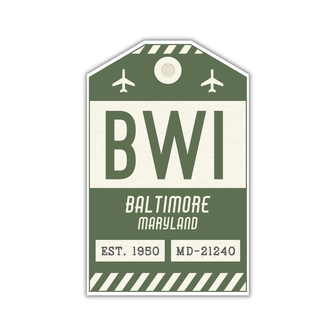 BWI Vintage Luggage Tag Sticker