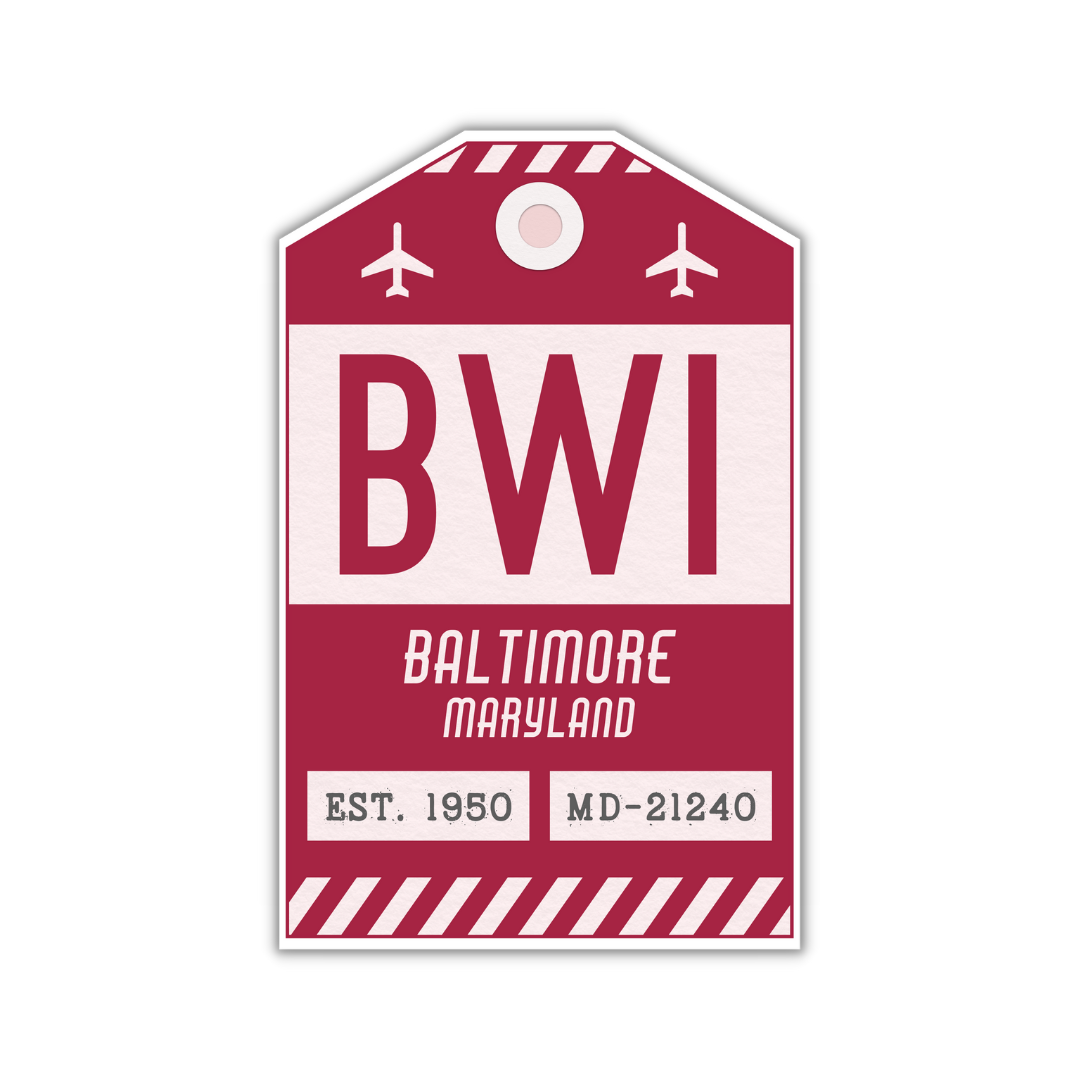 BWI Vintage Luggage Tag Sticker