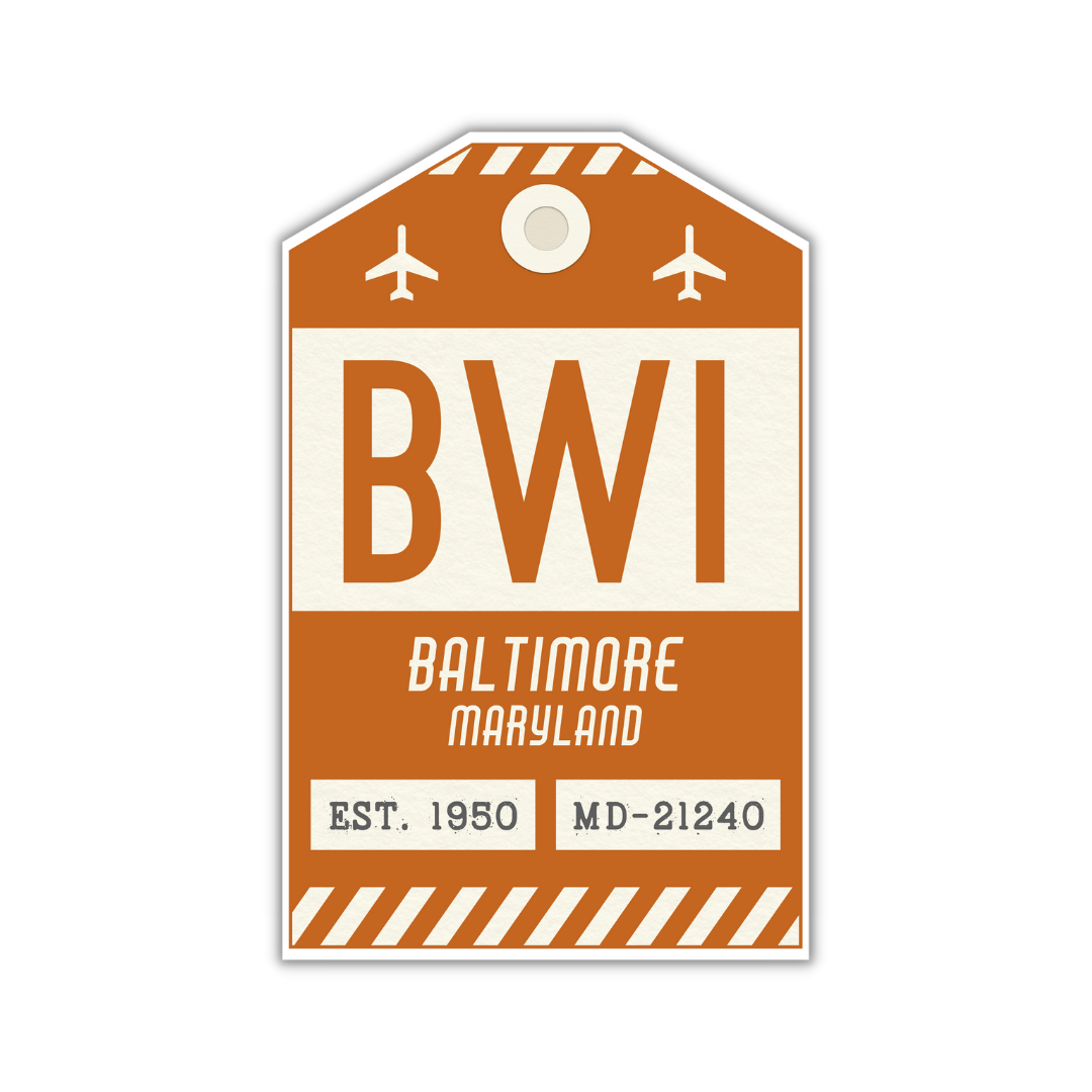 BWI Vintage Luggage Tag Sticker
