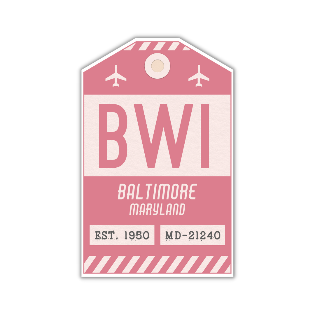BWI Vintage Luggage Tag Sticker