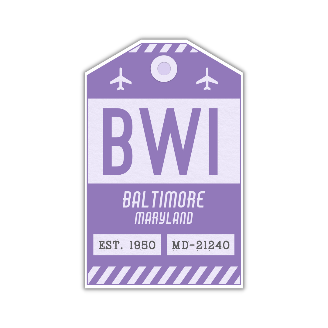 BWI Vintage Luggage Tag Sticker