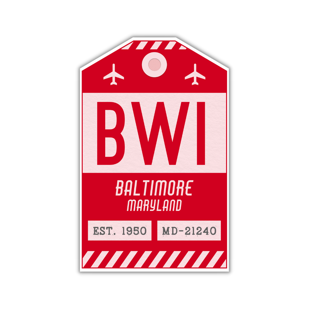 BWI Vintage Luggage Tag Sticker
