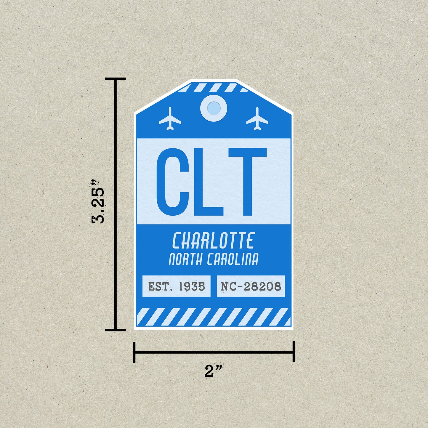 CLT Vintage Luggage Tag Sticker