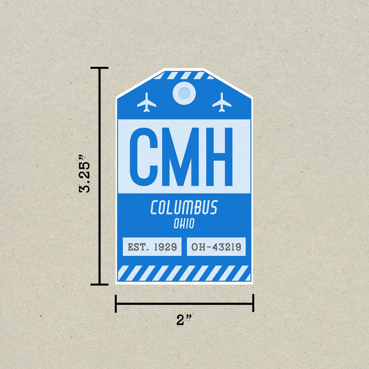 CMH Vintage Luggage Tag Sticker