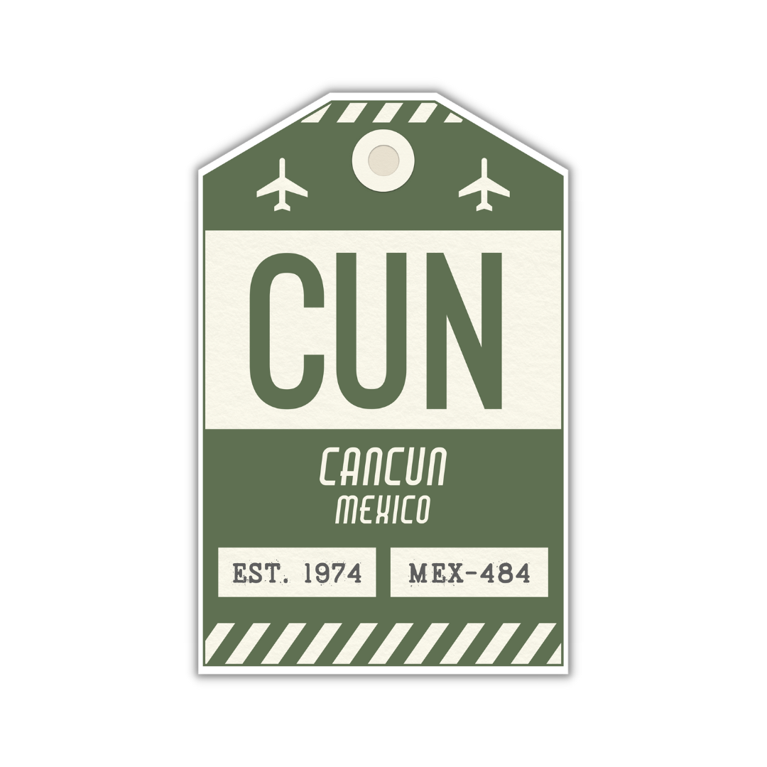 CUN Vintage Luggage Tag Sticker