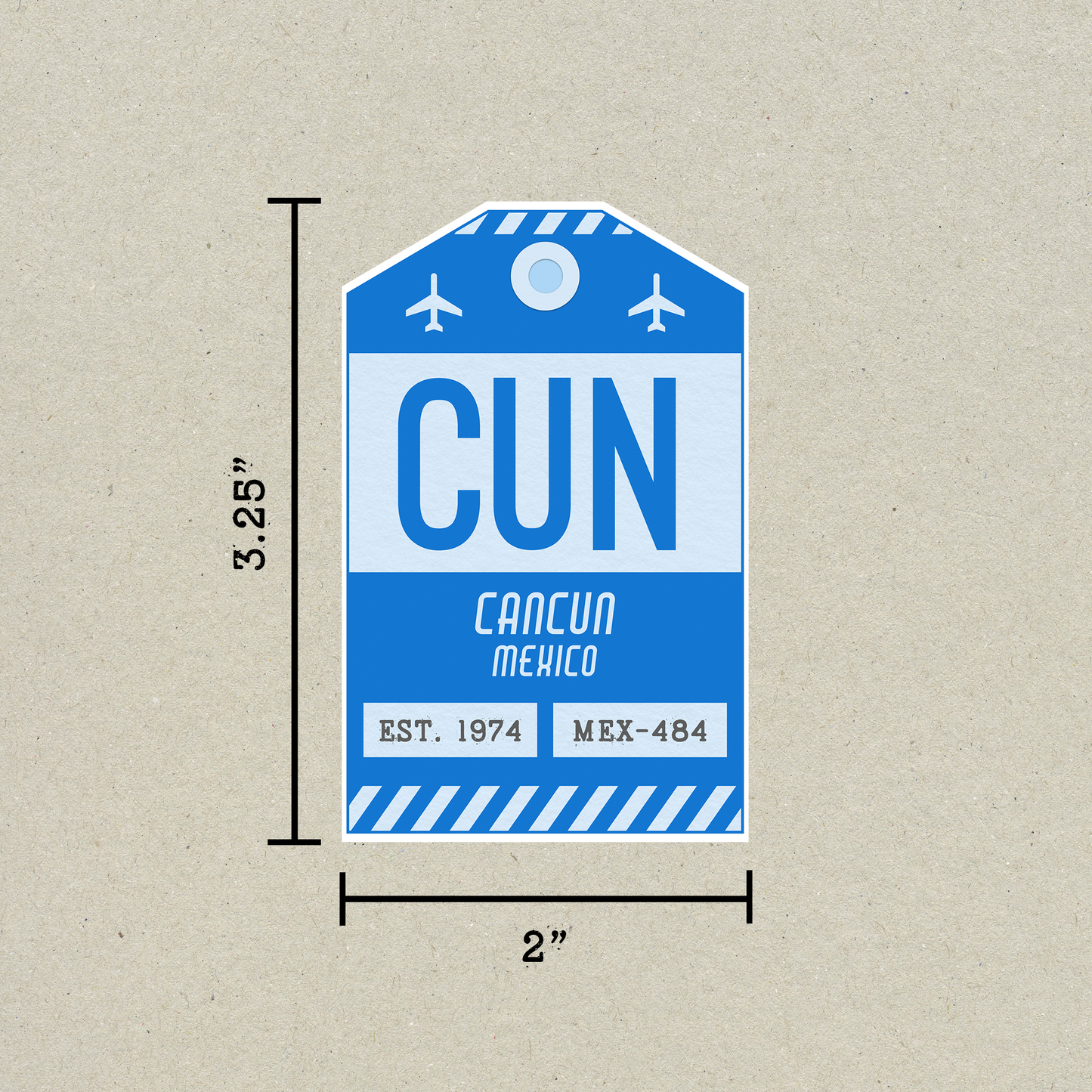 CUN Vintage Luggage Tag Sticker