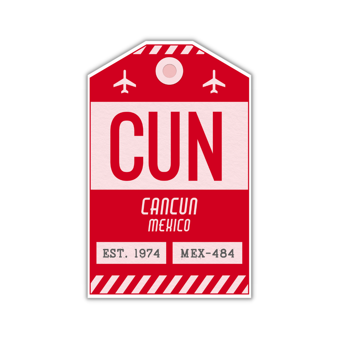 CUN Vintage Luggage Tag Sticker