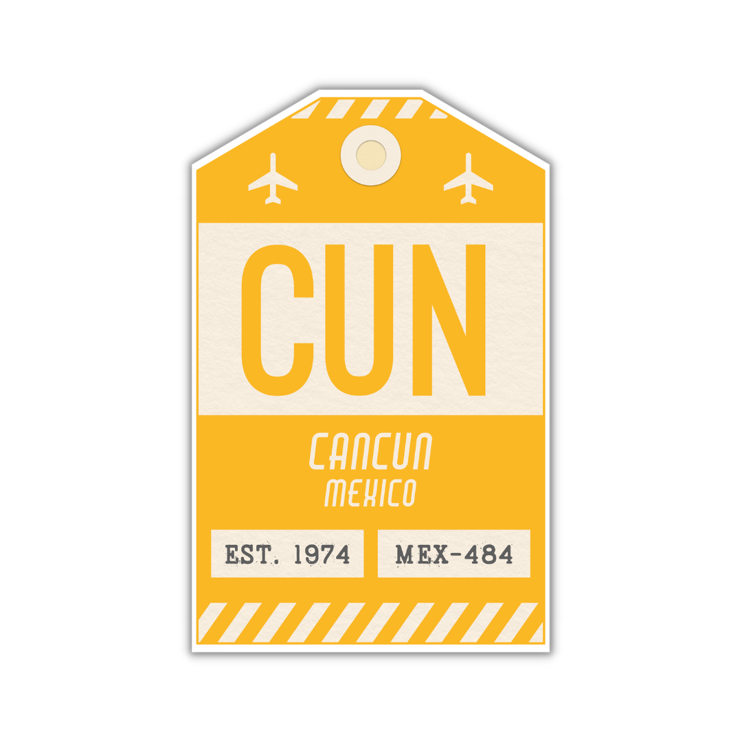 CUN Vintage Luggage Tag Sticker