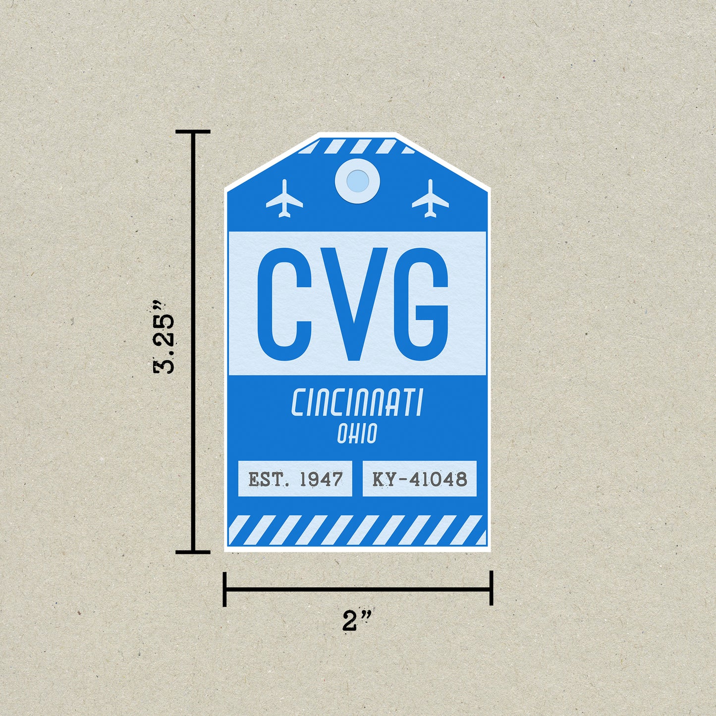 CVG Vintage Luggage Tag Sticker