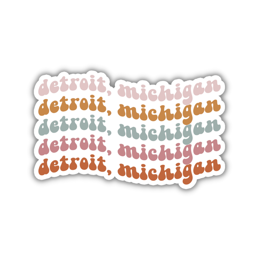 Detroit, Michigan Retro Sticker