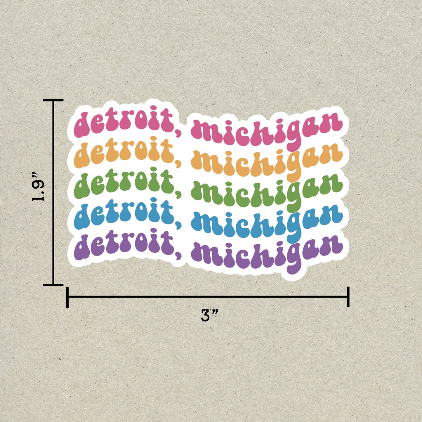 Detroit, Michigan Retro Sticker