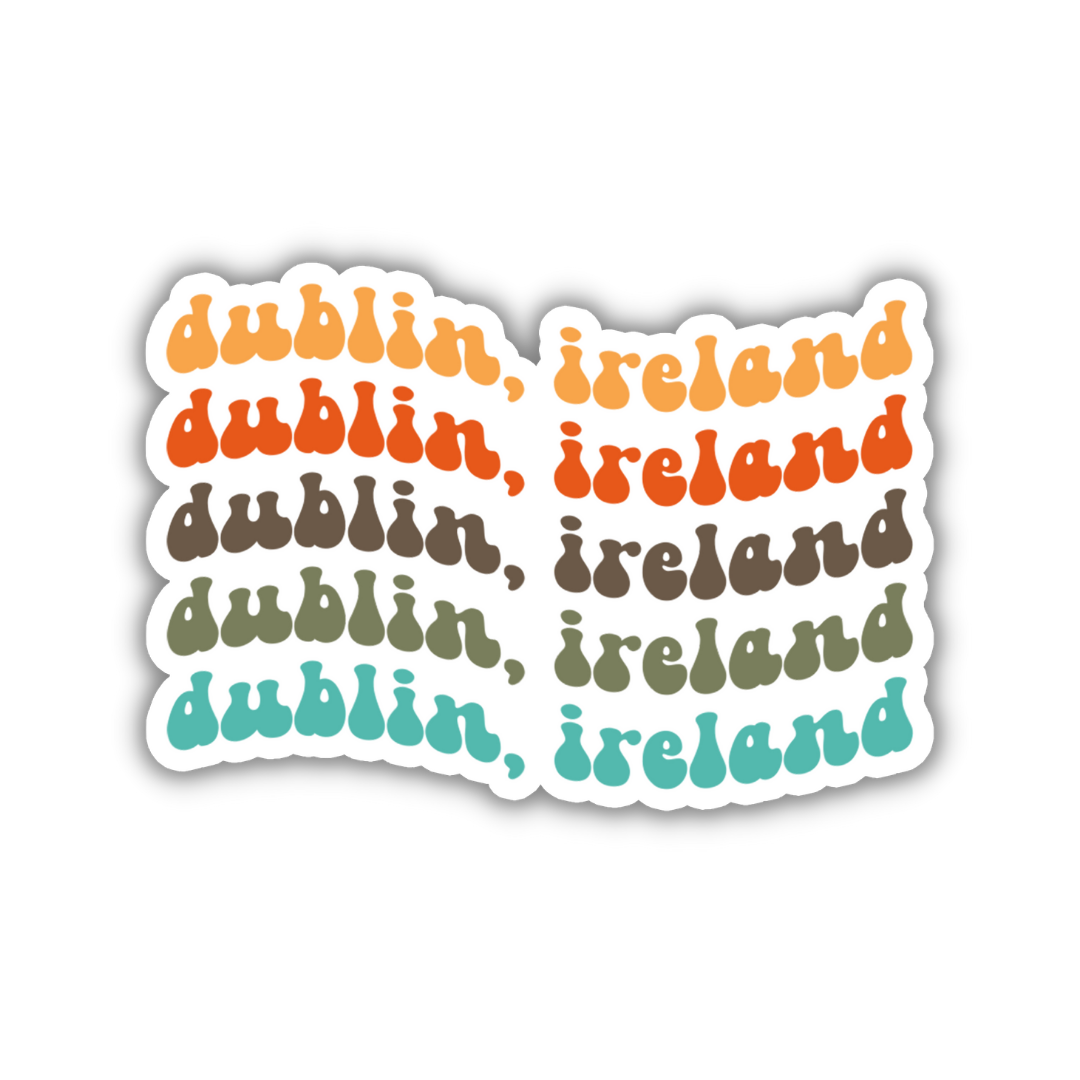Dublin, Ireland Retro Sticker