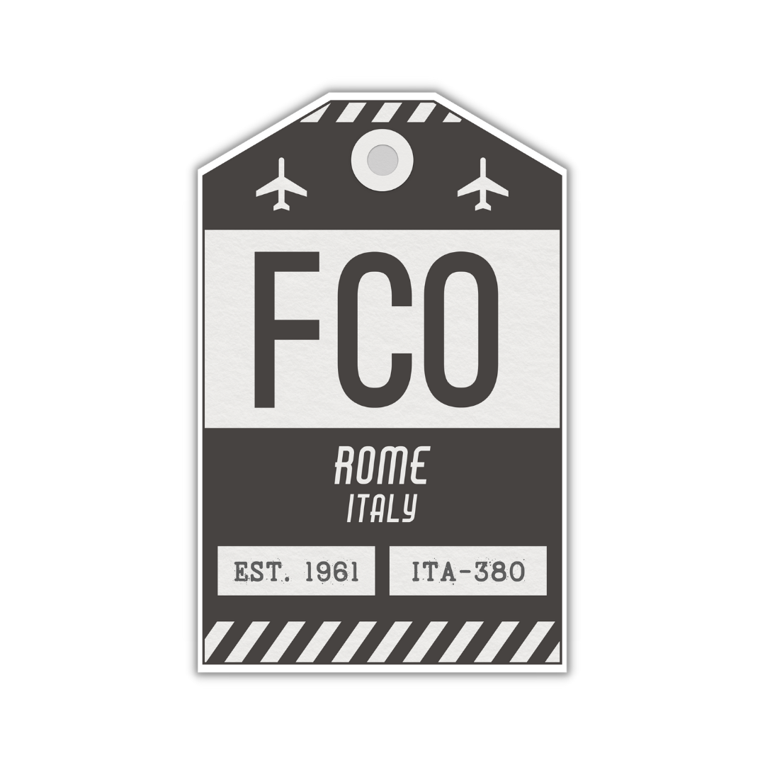 FCO Vintage Luggage Tag Sticker