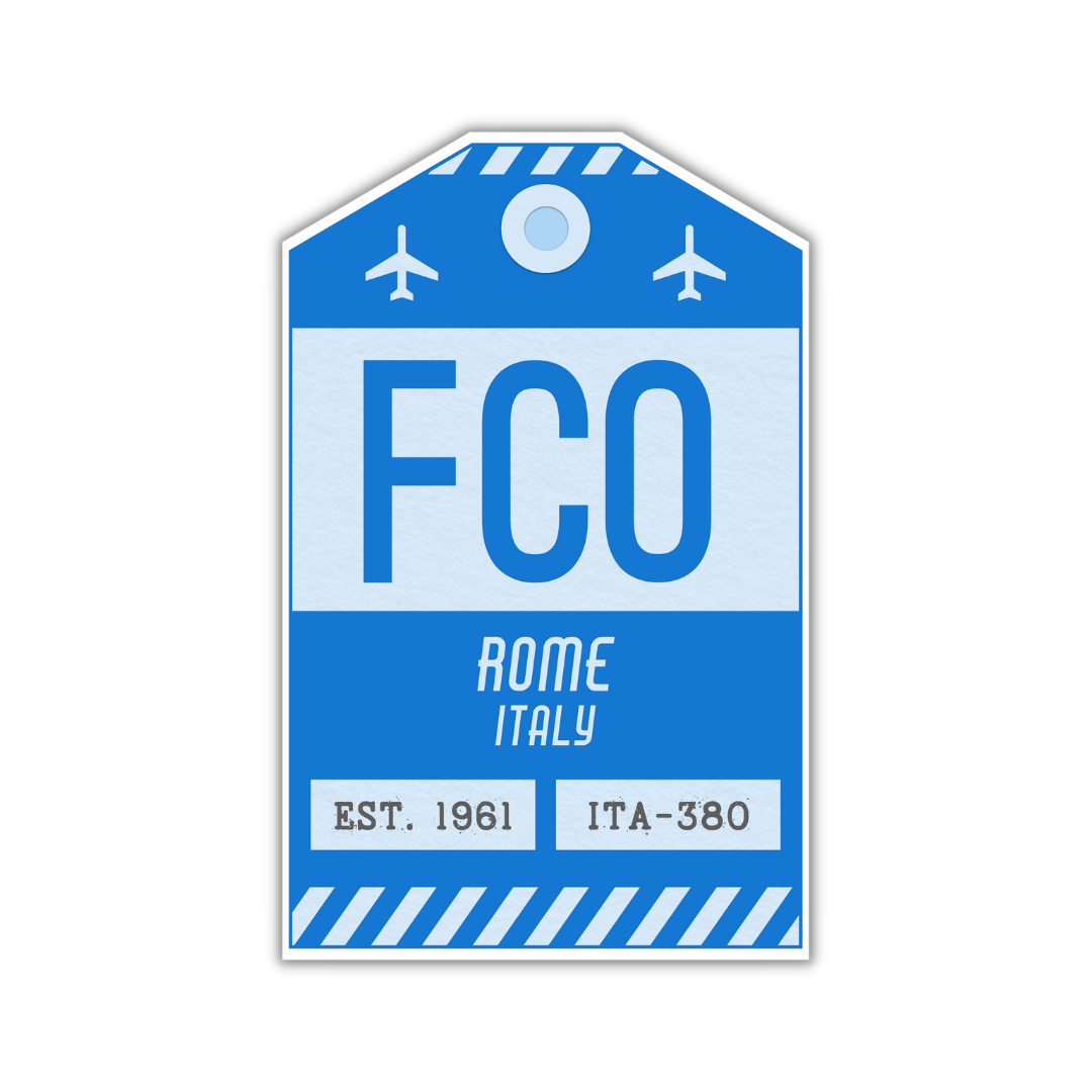 FCO Vintage Luggage Tag Sticker