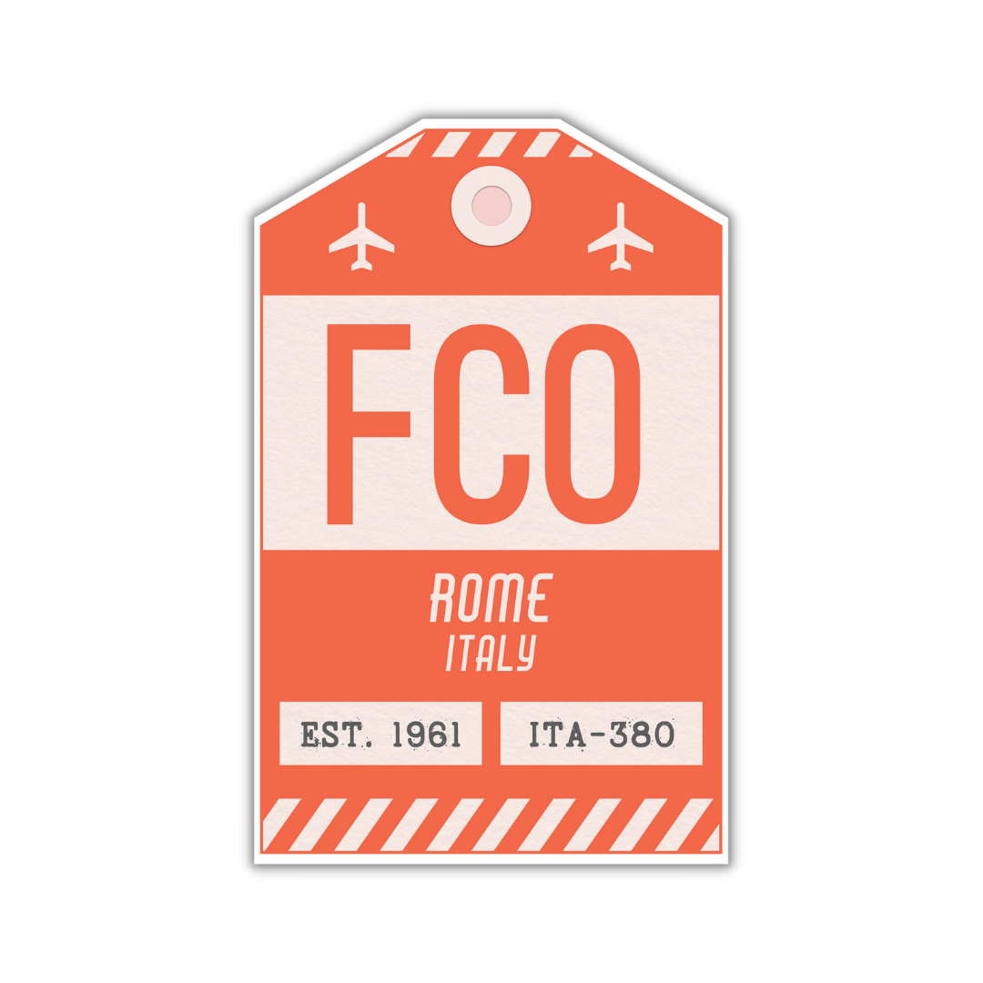 FCO Vintage Luggage Tag Sticker