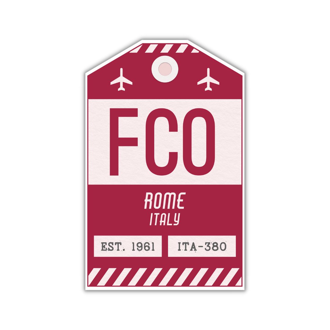 FCO Vintage Luggage Tag Sticker