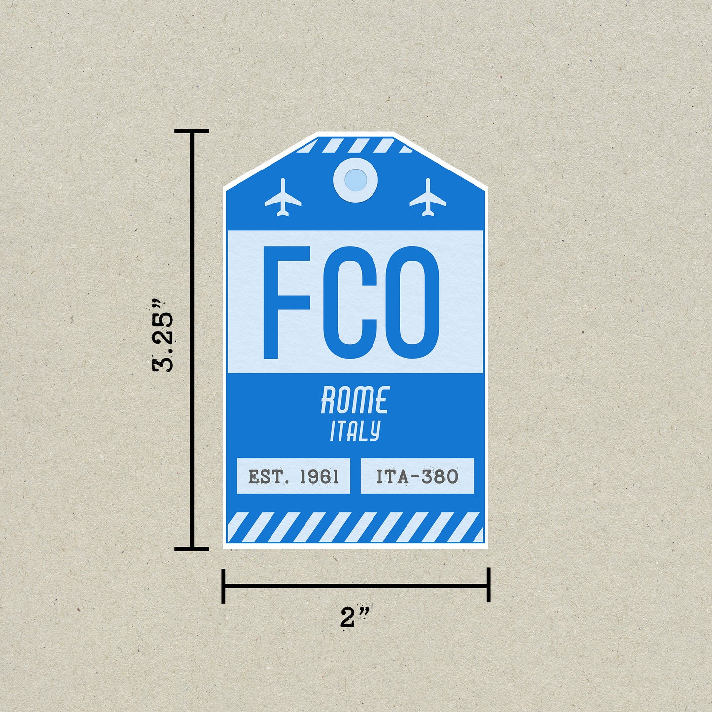 FCO Vintage Luggage Tag Sticker
