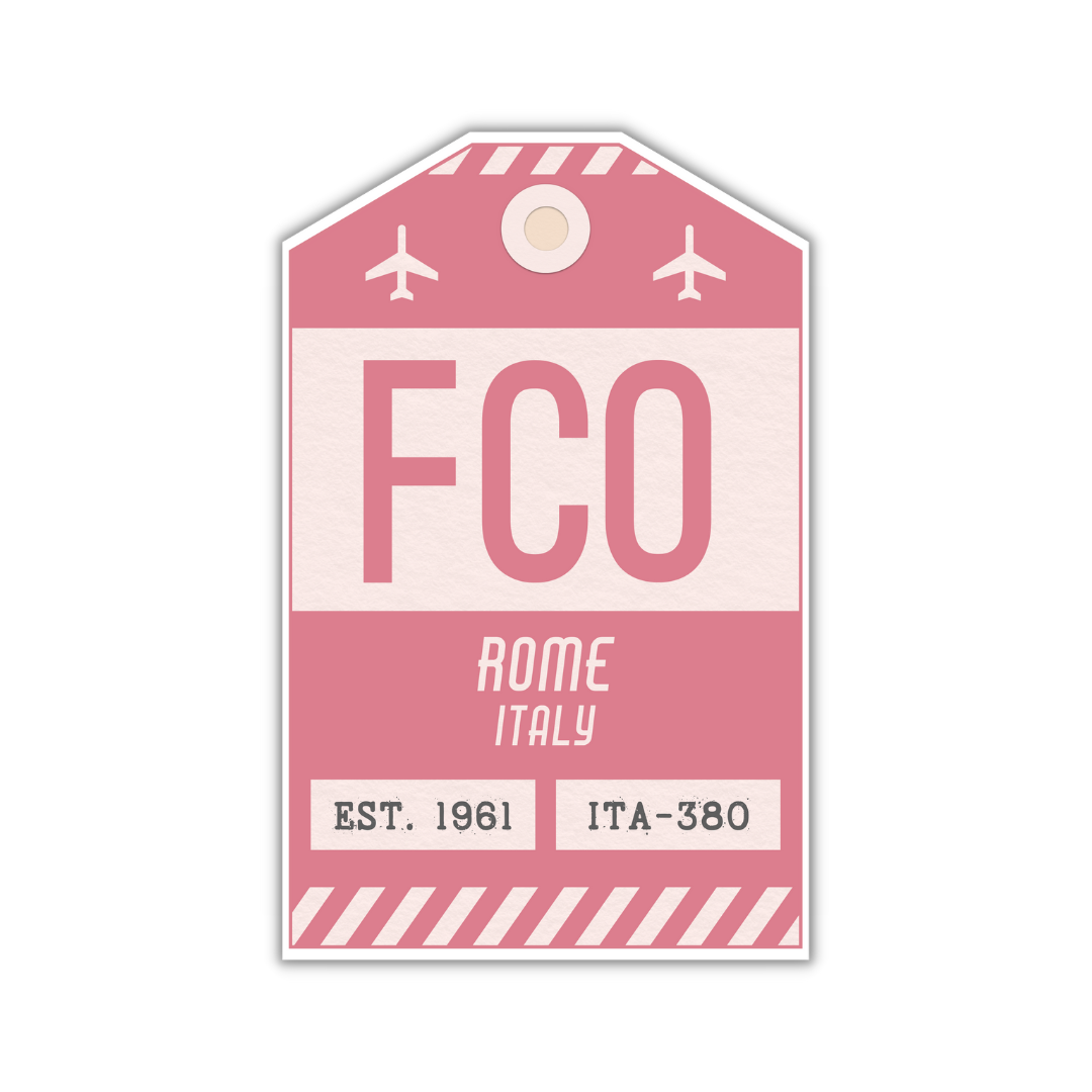 FCO Vintage Luggage Tag Sticker