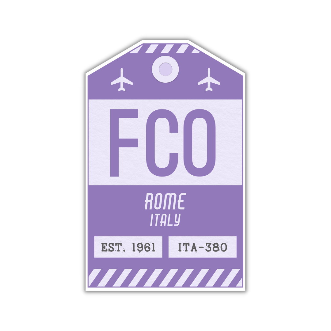 FCO Vintage Luggage Tag Sticker