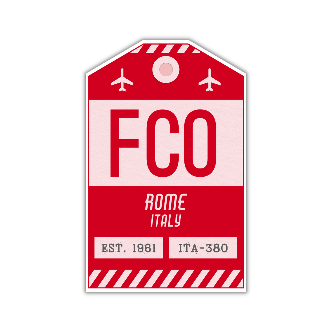 FCO Vintage Luggage Tag Sticker