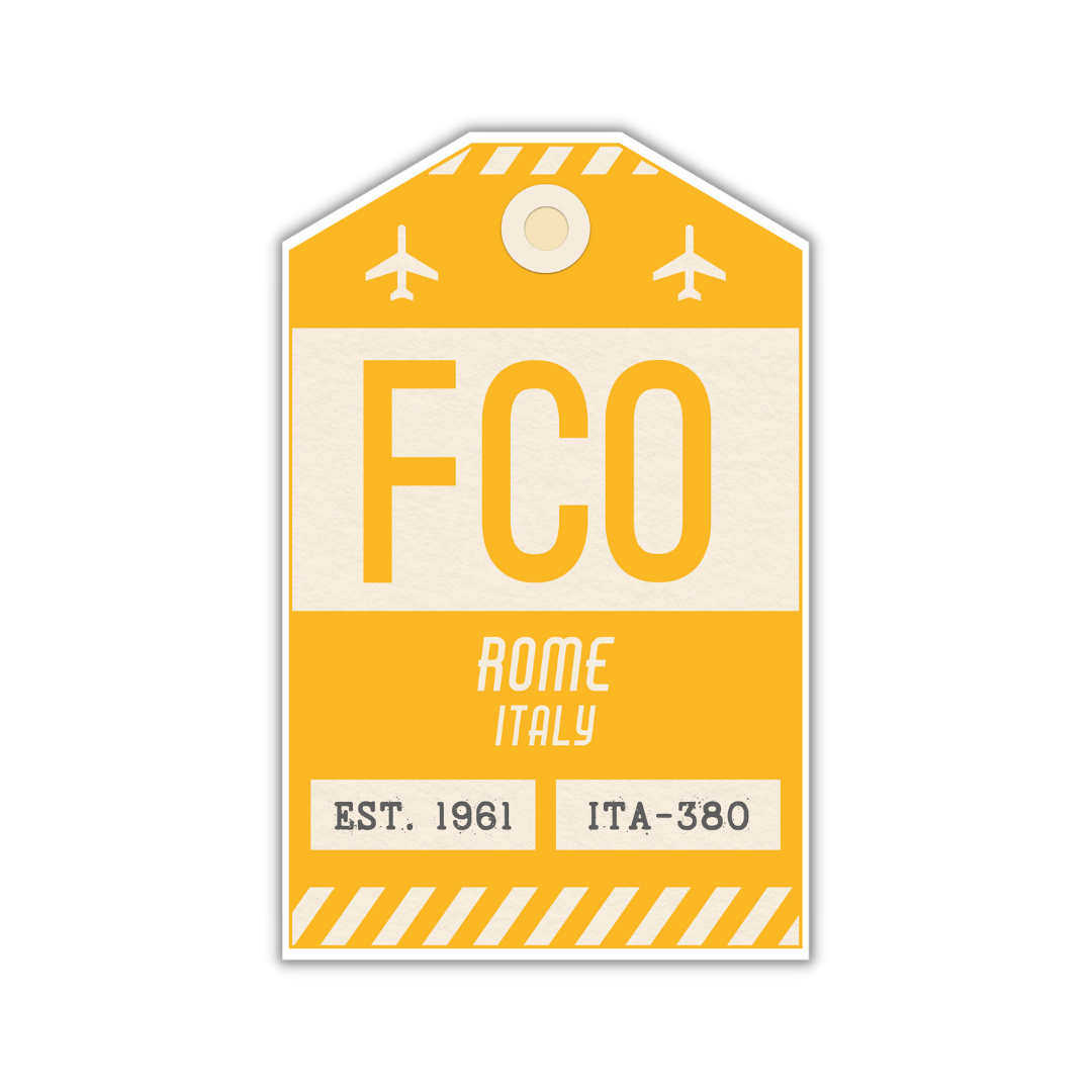 FCO Vintage Luggage Tag Sticker