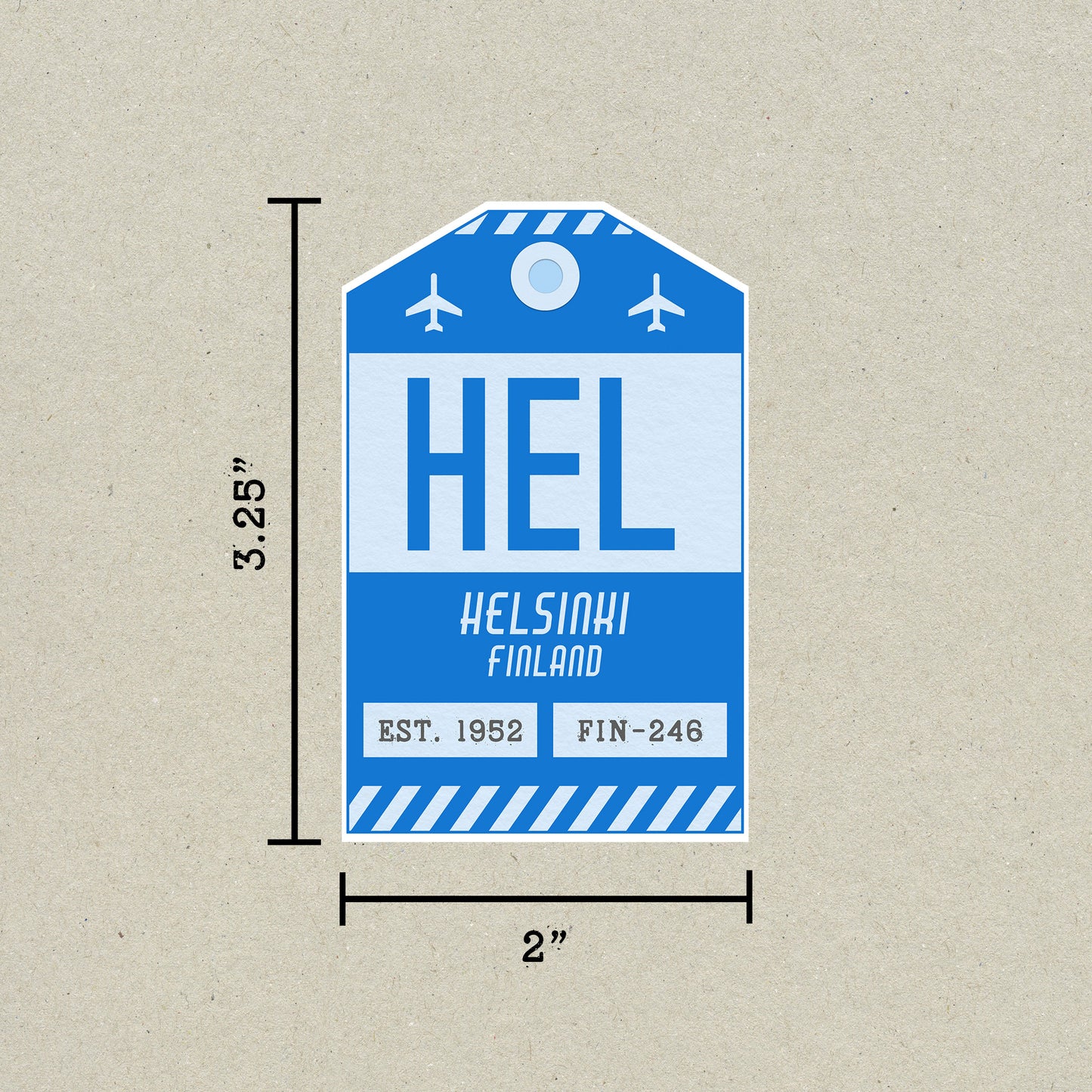 HEL Vintage Luggage Tag Sticker