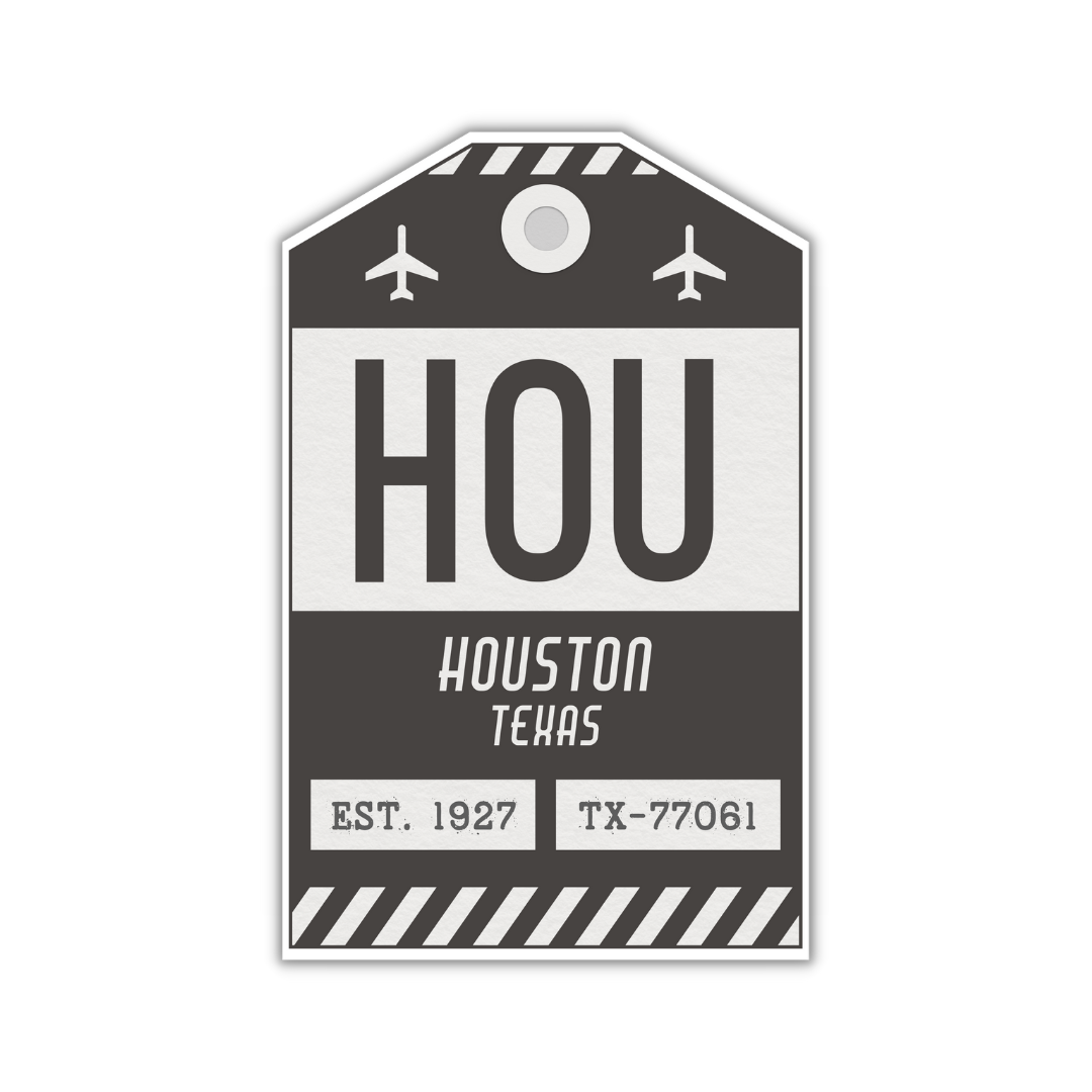 HOU Vintage Luggage Tag Sticker