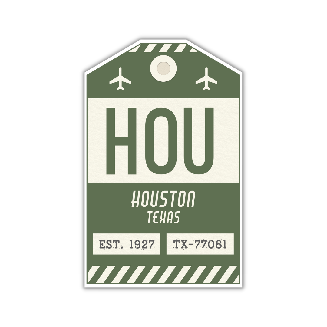 HOU Vintage Luggage Tag Sticker