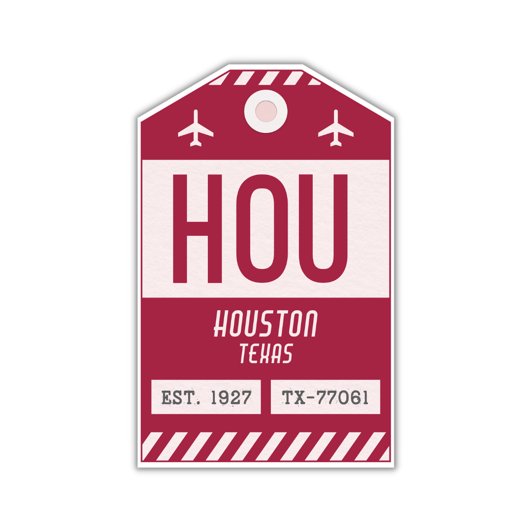 HOU Vintage Luggage Tag Sticker