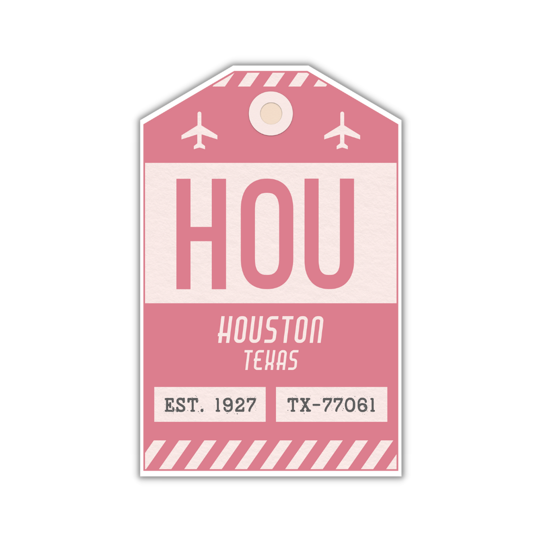 HOU Vintage Luggage Tag Sticker