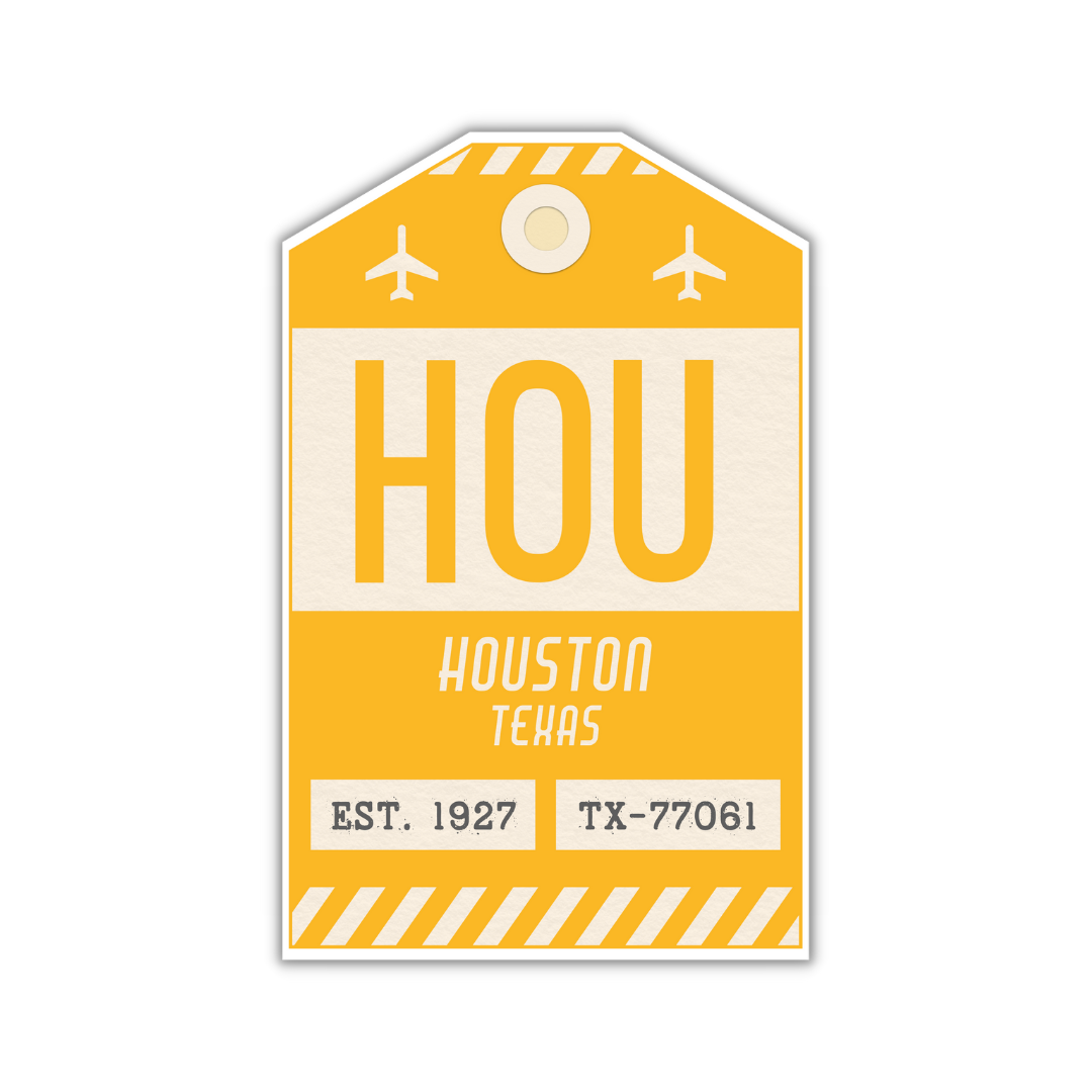 HOU Vintage Luggage Tag Sticker