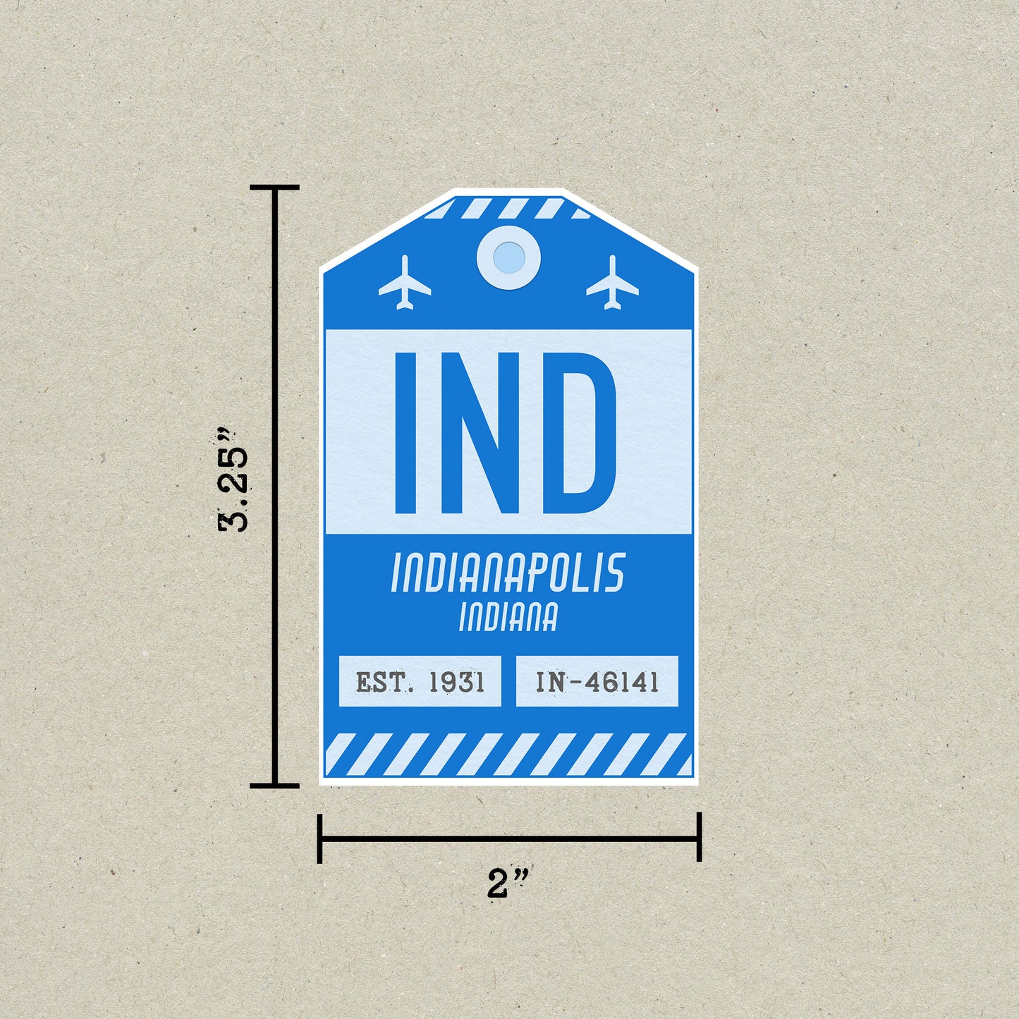 IND Vintage Luggage Tag Sticker