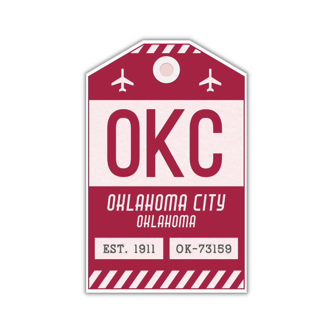 OKC Vintage Luggage Tag Sticker
