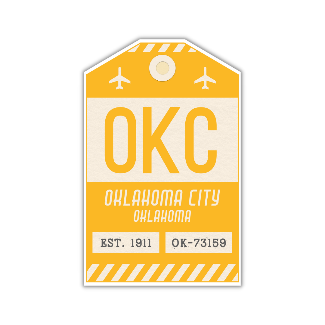 OKC Vintage Luggage Tag Sticker