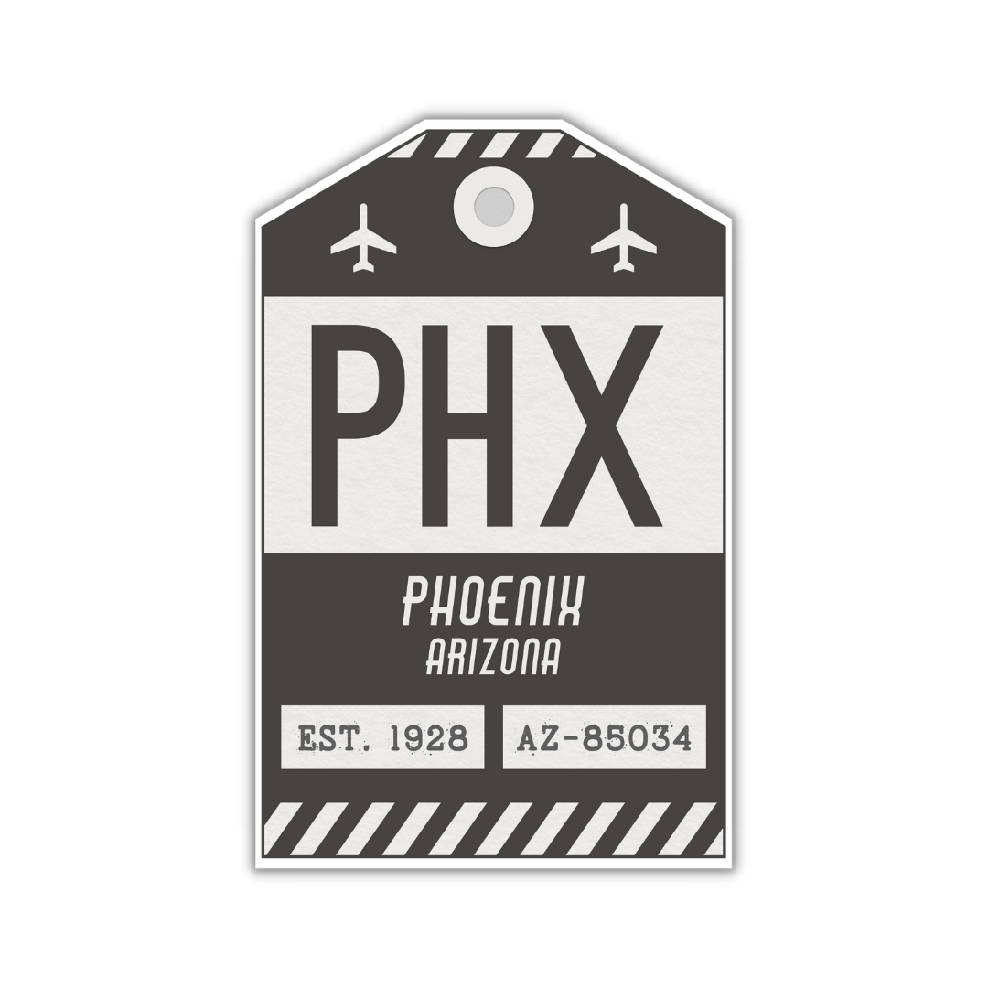PHX Vintage Luggage Tag Sticker