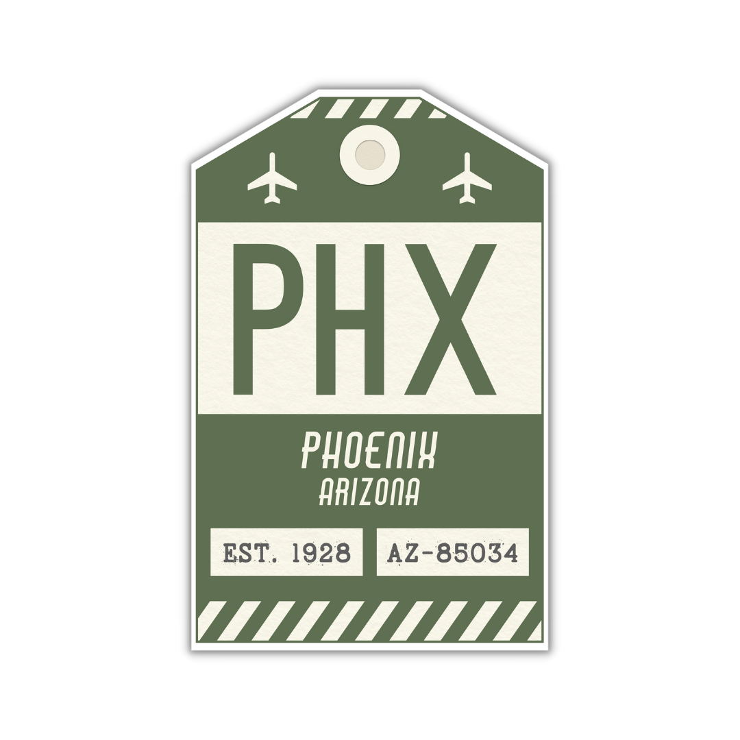 PHX Vintage Luggage Tag Sticker