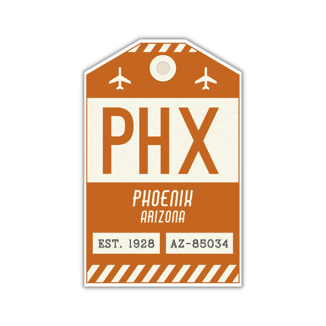 PHX Vintage Luggage Tag Sticker