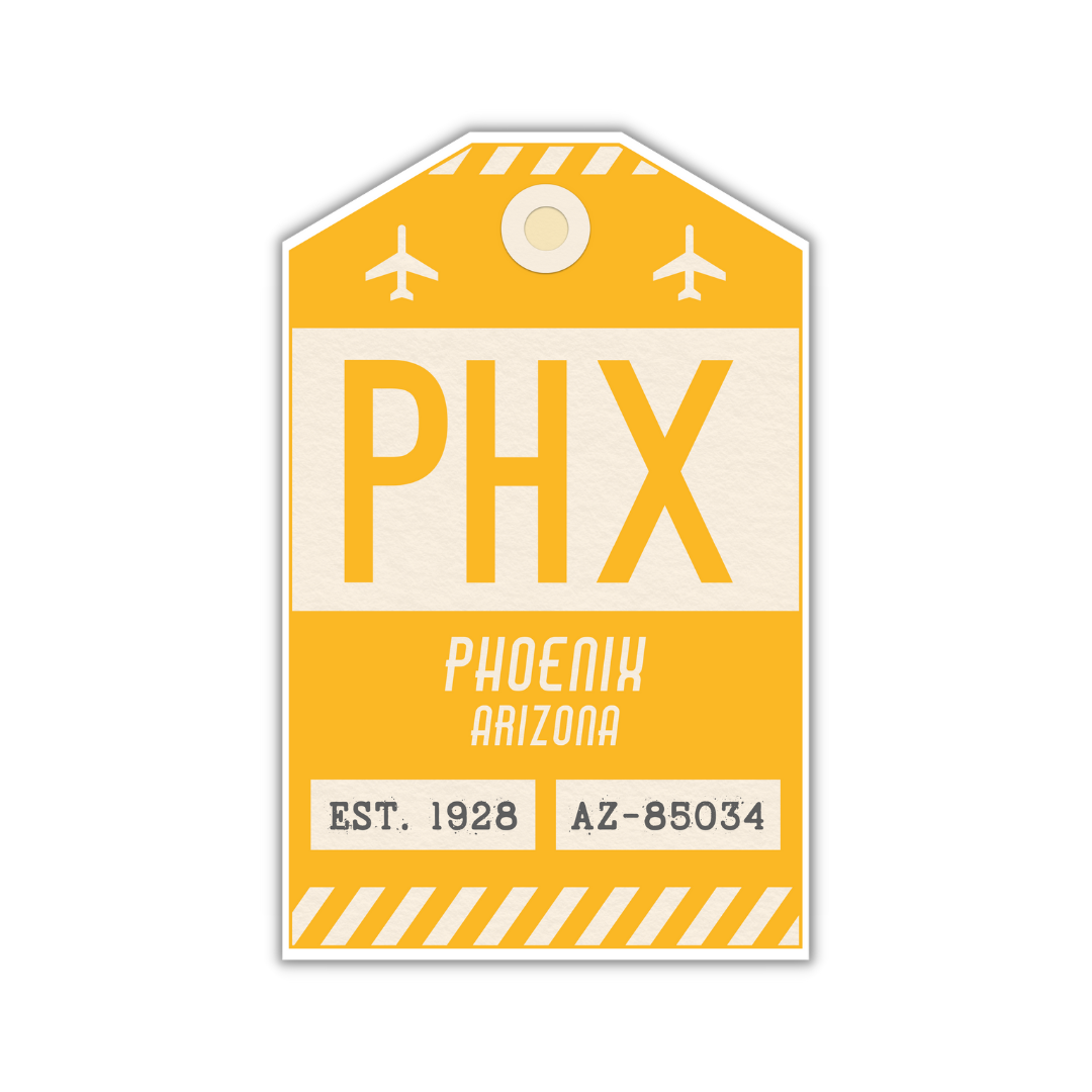 PHX Vintage Luggage Tag Sticker