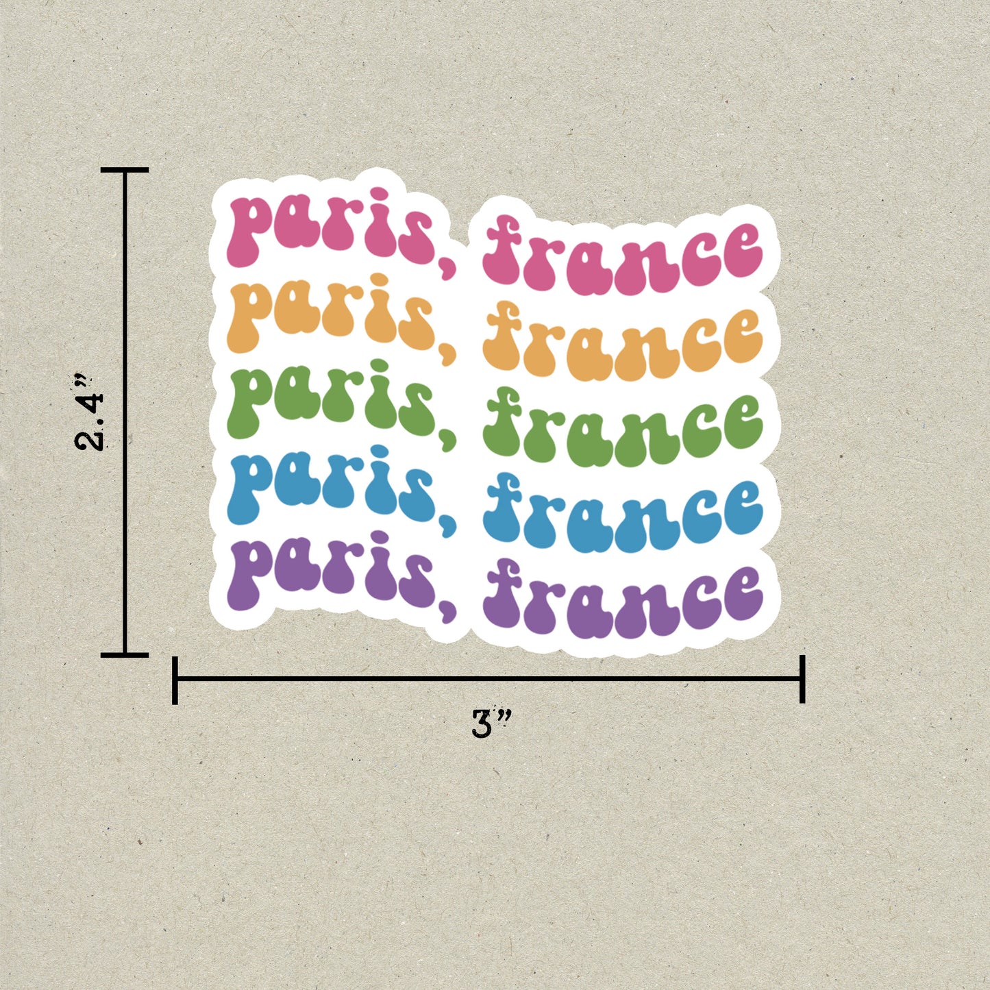 Paris, France Retro Sticker